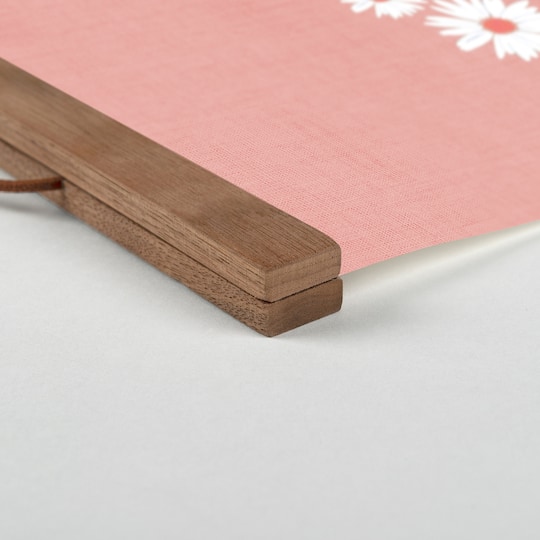 Daisy Heart Love Teak Hanging Canvas